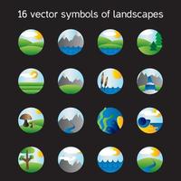 landskap ikoner samling. natur symboler vektor