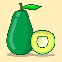 Avocado-Illustration einfach mit gelbem Hintergrund isoliert Vektor