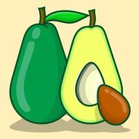 Avocado-Illustration einfach mit gelbem Hintergrund isoliert Vektor