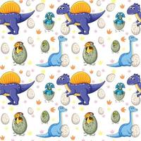 nahtloses Muster mit verschiedenen Dinosauriern und Dino-Eiern vektor