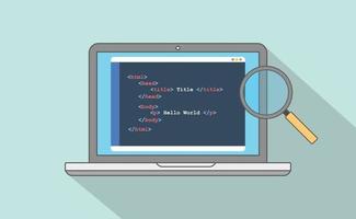 HTML-Website-Strukturcodeprogramm mit Laptop und Text vektor