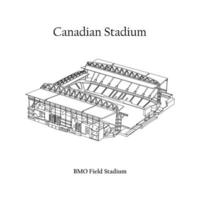 grafisk design av de bmo fält stadion toronto stad. fifa värld kopp 2026 i förenad stater, Mexiko, och Kanada. kanadensisk internationell fotboll stadion. vektor