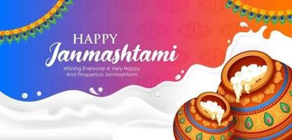 glücklicher janmashtami-festivalhintergrund von indien vektor