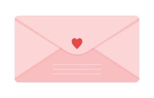 rosa Umschlag, süße Liebesbriefe mit Herz verziert. Valentinstag vektor