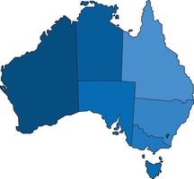 blaue Umriss-Australien-Karte auf weißem Hintergrund. Vektor-Illustration. vektor