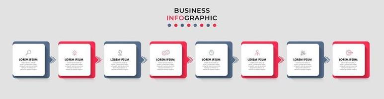 infographic design affärsmall med ikoner och 8 alternativ eller steg vektor