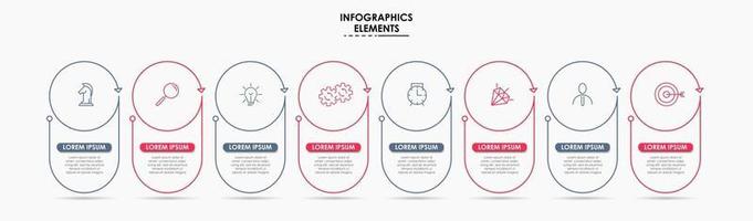 infographic design affärsmall med ikoner och 8 alternativ eller steg vektor