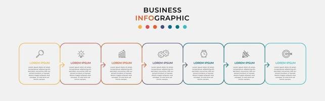 infographic design affärsmall med ikoner och 7 alternativ eller steg vektor