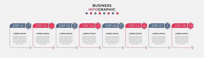 Infografik-Design-Business-Vorlage mit Symbolen und 8 Optionen oder Schritten vektor