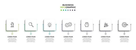 Infografik-Design-Business-Vorlage mit Symbolen und 7 Optionen oder Schritten vektor