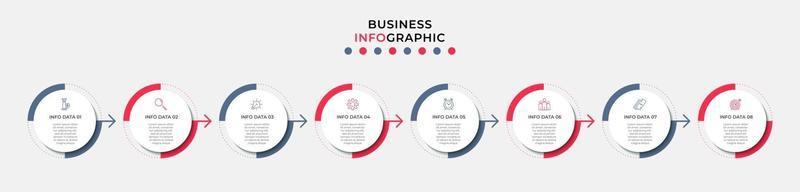 Infografik-Design-Business-Vorlage mit Symbolen und 8 Optionen oder Schritten vektor