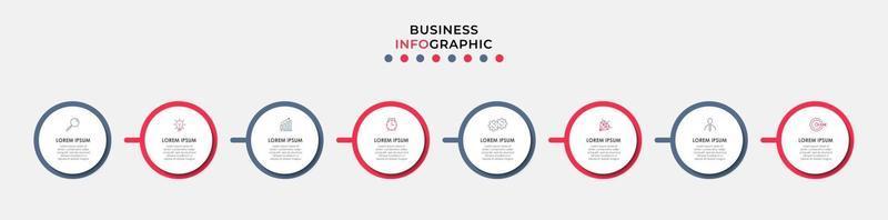 infographic design affärsmall med ikoner och 8 alternativ eller steg vektor