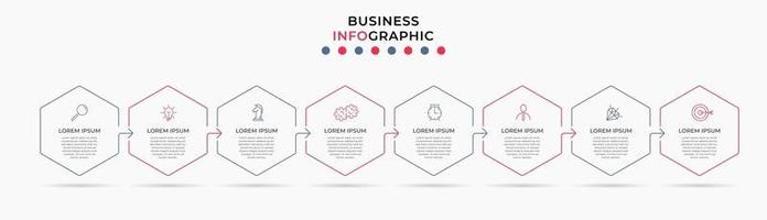 Infografik-Design-Business-Vorlage mit Symbolen und 8 Optionen oder Schritten vektor