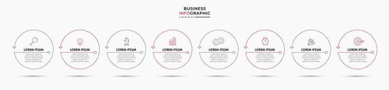 Infografik-Design-Business-Vorlage mit Symbolen und 8 Optionen oder Schritten vektor