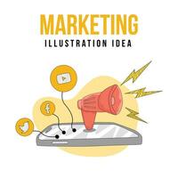 Hand gezeichnet Marketing Konzept Illustration mit Sozial Medien vektor