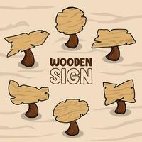Holz Zeichen Pack von sechs vektor
