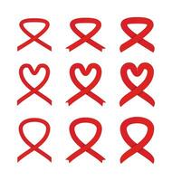 värld AIDS dag röd band ikon uppsättning, vektor isolerat på vit bakgrund. prydnad design för baner, affisch, social media, flygblad.