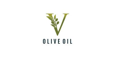 brev v logotyp design element vektor med oliv begrepp