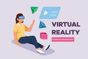 Lycklig människor spelar virtuell spel. virtuell spel begrepp. färgad platt vektor illustration isolerat.