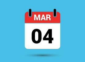 4 März Kalender Datum eben Symbol Tag 4 Vektor Illustration
