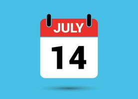 Juli 14 Kalender Datum eben Symbol Tag 14 Vektor Illustration