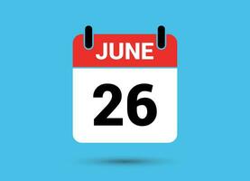 26 Juni Kalender Datum eben Symbol Tag 26 Vektor Illustration