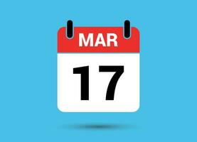 17 Mars kalender datum platt ikon dag 17 vektor illustration