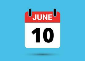 10 juni kalender datum platt ikon dag 10 vektor illustration