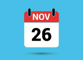 November 26 Kalender Datum eben Symbol Tag 26 Vektor Illustration