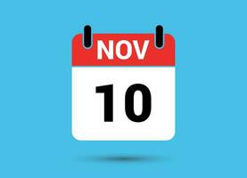 november 10 kalender datum platt ikon dag 10 vektor illustration