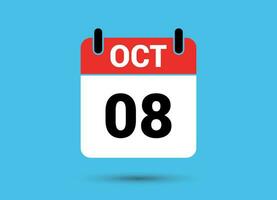 Oktober 8 Kalender Datum eben Symbol Tag 8 Vektor Illustration