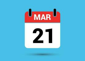 21 Mars kalender datum platt ikon dag 21 vektor illustration