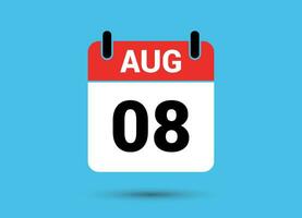 August 8 Kalender Datum eben Symbol Tag 8 Vektor Illustration