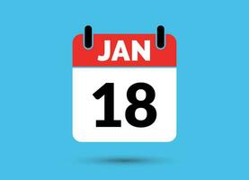18 Januar Kalender Datum eben Symbol Tag 18 Vektor Illustration