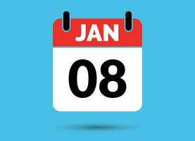 8 Januar Kalender Datum eben Symbol Tag 8 Vektor Illustration