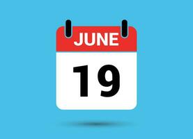 19 Juni Kalender Datum eben Symbol Tag 19 Vektor Illustration
