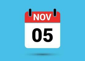 november 5 kalender datum platt ikon dag 5 vektor illustration