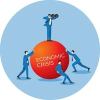 visionär ledare och företag team med ekonomisk kris. vektor