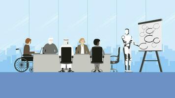 Vielfalt Geschäftsleute und Roboter Kollegen im Büro Treffen Zimmer vektor
