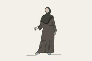 Farbe Illustration von ein Frau tragen ein abaya während posieren vektor