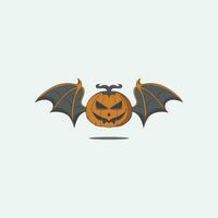 Halloween Kürbis mit Schläger Flügel Symbol Vektor Illustration