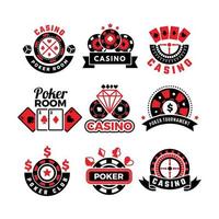 Casino-Poker-Logo-Set mit Spielchips vektor