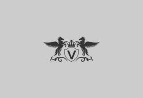 Brief v und Pegasus Logo Vektor. Pferd Logo. vektor