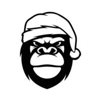 Affe Weihnachten schwarz und Weiß vektor