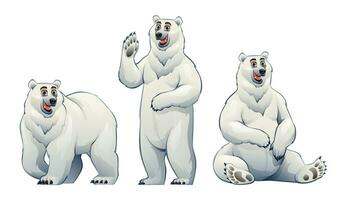 uppsättning av polär Björn tecknad serie tecken illustration isolerat på vit bakgrund vektor