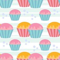 Farbe nahtlose Muster von leckeren Cupcakes vektor