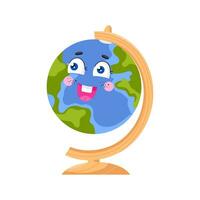 komisch Erde Globus mit Kontinente und Ozeane. farbig eben Vektor Illustration zum Kinder isoliert auf Weiß Hintergrund