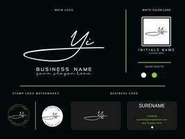 Hand zeichnen yi Unterschrift Geschäft Logo, Initiale Luxus yi Logo Symbol Design vektor