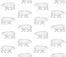 vektor sömlös mönster av hand dragen capybara
