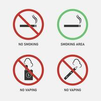 Nej rökning, Nej vaping tecken. elektronisk cigarett ikon. vektor